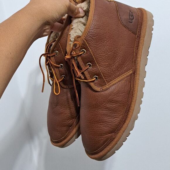 Ugg Australia Men's Neumel Lace Up Leather Winter Boots Size 9 Chestnut - Picture 10 of 15